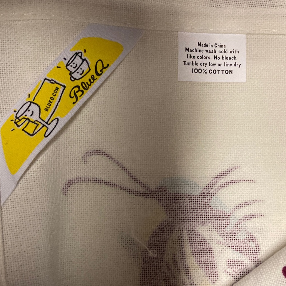 Blue Q Cream and Red Dish Towel with Whimsical Design - Picture 5 of 5